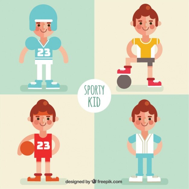無料Vector フラットスポーティーな子供のコレクション