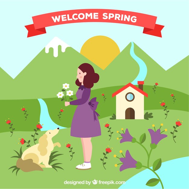 Flat spring background