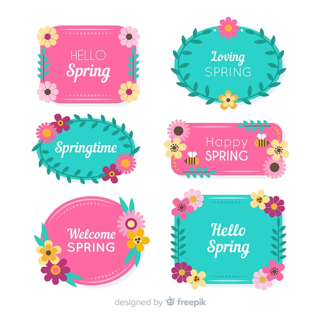 Free vector flat spring badge collection