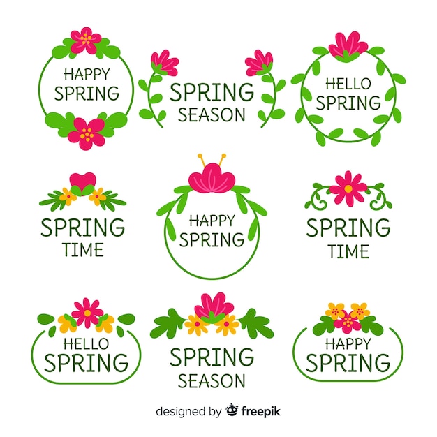 Free vector flat spring badge collection