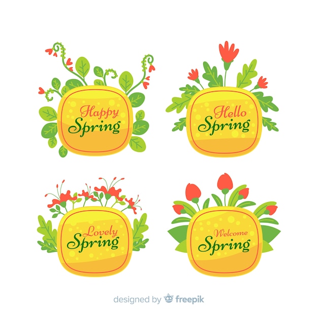 Free vector flat spring badge collection