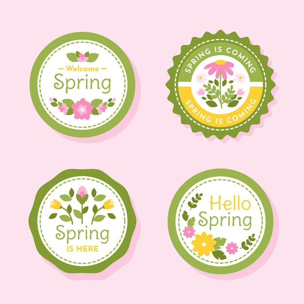 Free vector flat spring badge collection