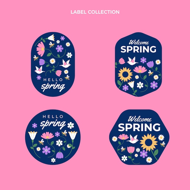 Free vector flat spring badges collection