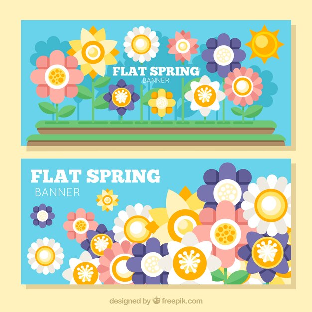 Flat spring banners