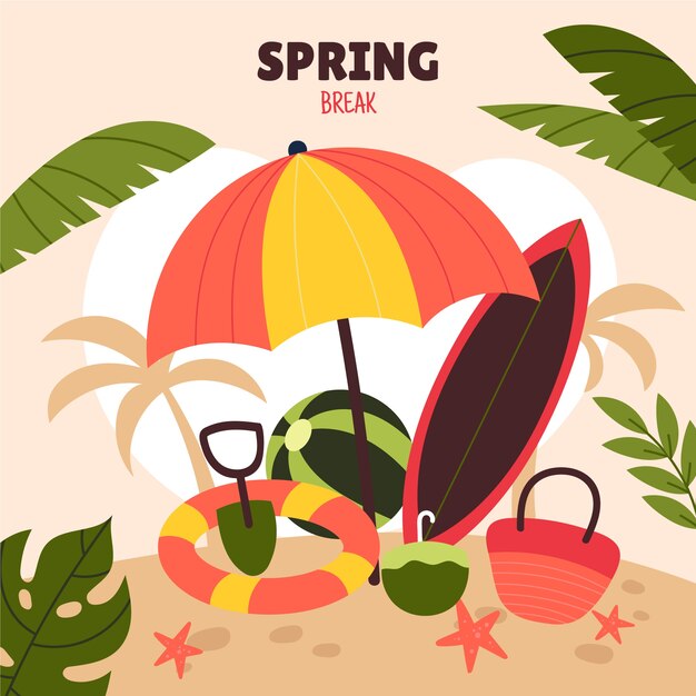 Free vector flat spring break illustration