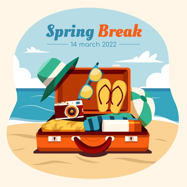 Free vector flat spring break illustration