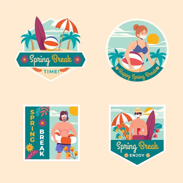 Flat spring break stamps collection