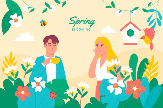 Flat spring celebration background