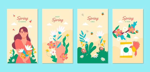 Flat spring celebration instagram stories collection