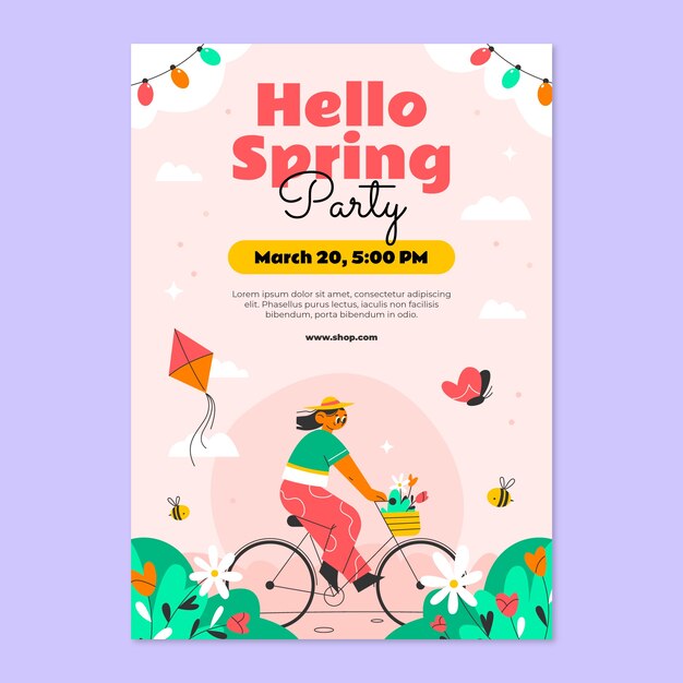 Free vector flat spring celebration vertical poster template