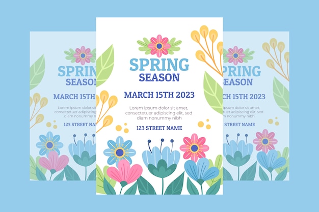 Free vector flat spring celebration vertical poster template