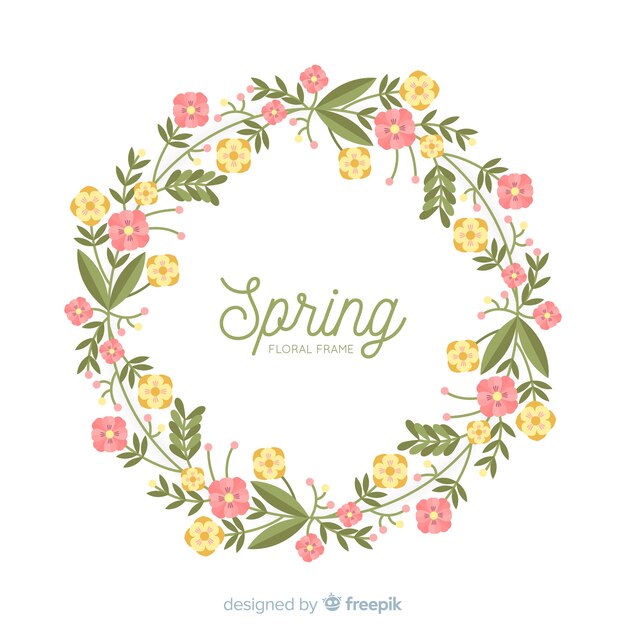 Flat spring floral frame