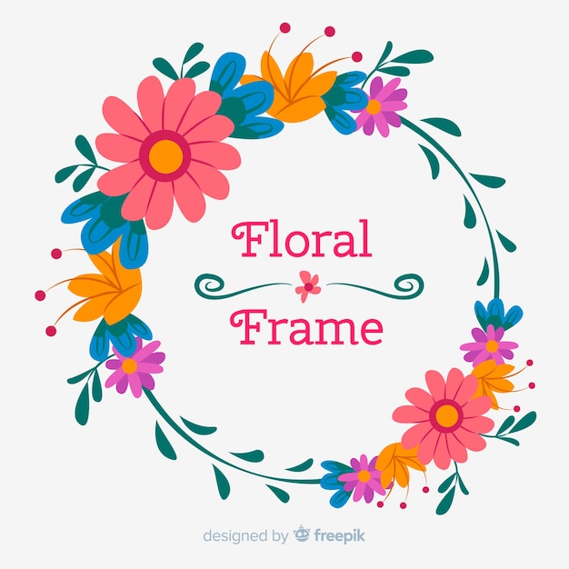 Flat spring floral frame