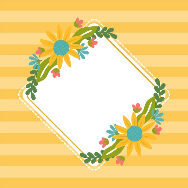 Flat spring floral frame