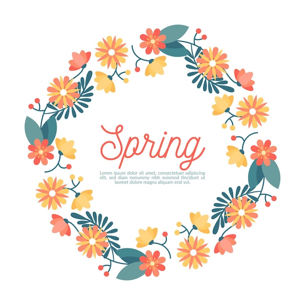 Flat spring floral frame