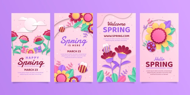 Flat spring floral instagram stories collection