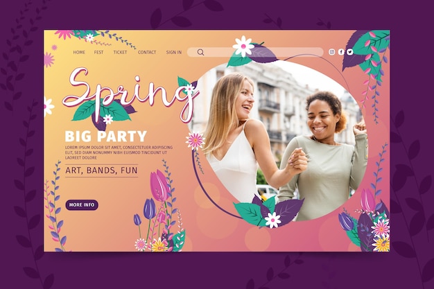 Free vector flat spring floral landing page