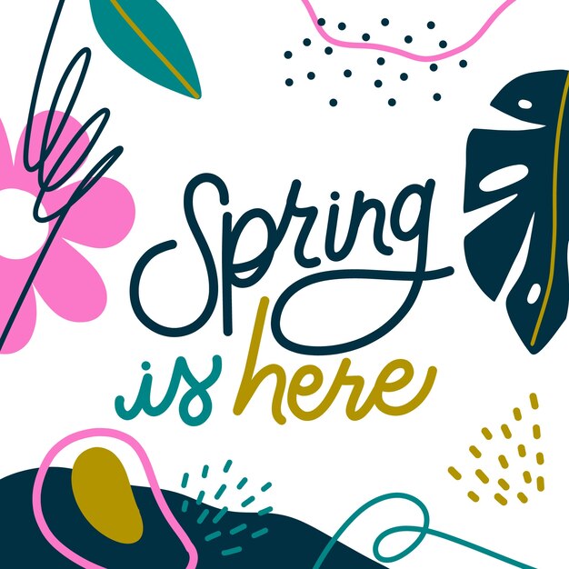 Flat spring floral lettering