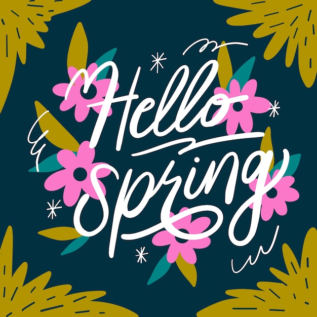 Free vector flat spring floral lettering