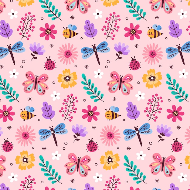 Free vector flat spring floral pattern design