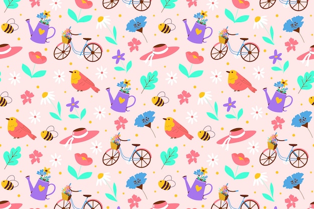 Free vector flat spring floral pattern design