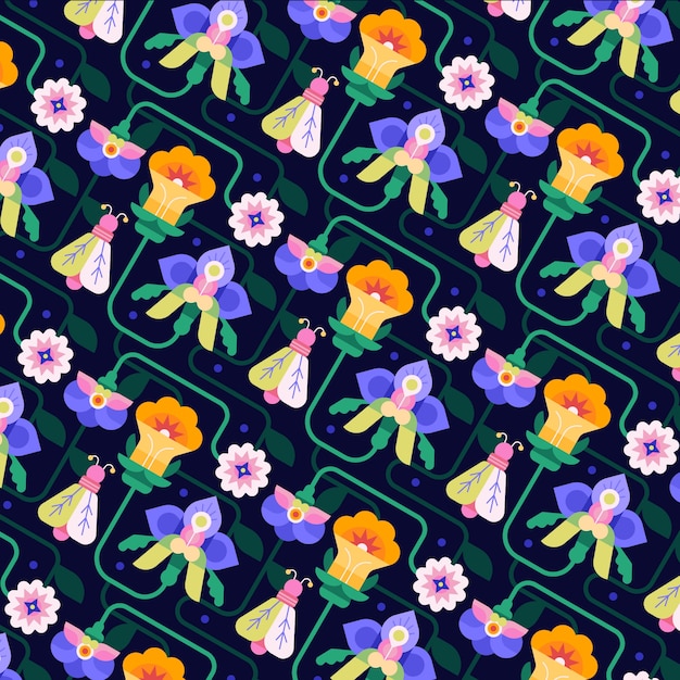 Free vector flat spring floral pattern design