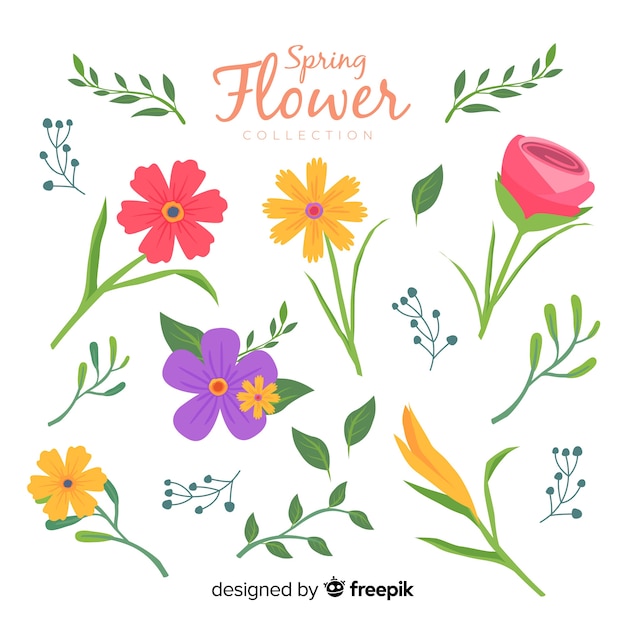 Flat spring flower collection