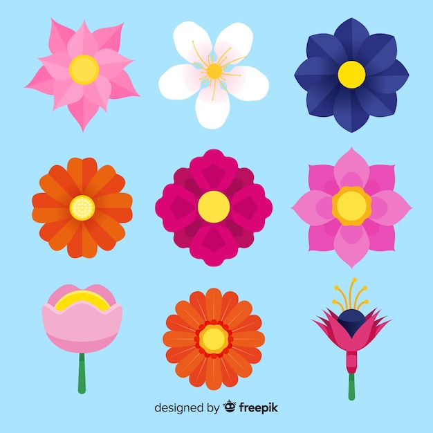 Free vector flat spring flower collection