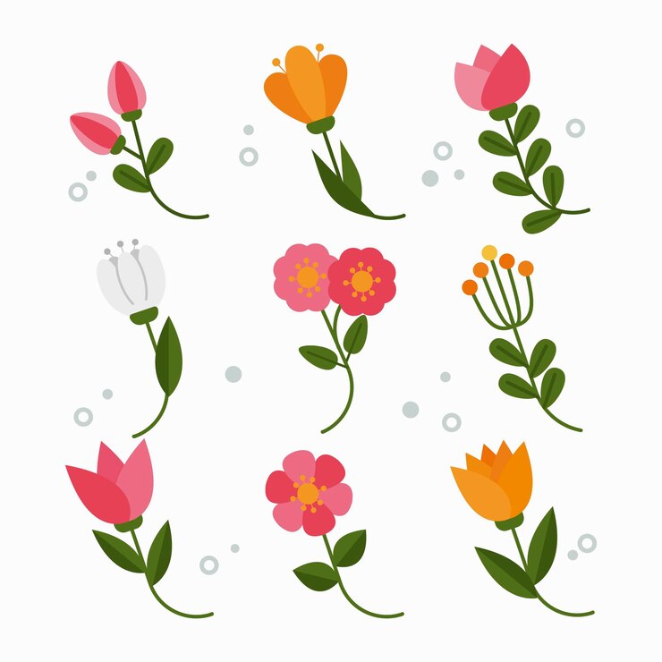 Free Vector flat spring flower set