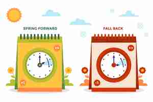 Free vector flat spring forward / fall back illustration