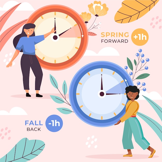 Free vector flat spring forward fall back illustration