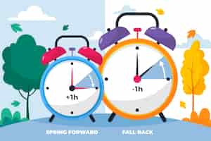 Free vector flat spring forward / fall back illustration