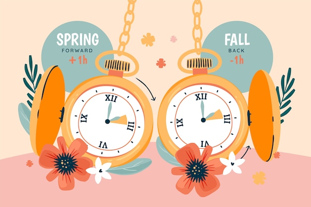 Free vector flat spring forward / fall back illustration