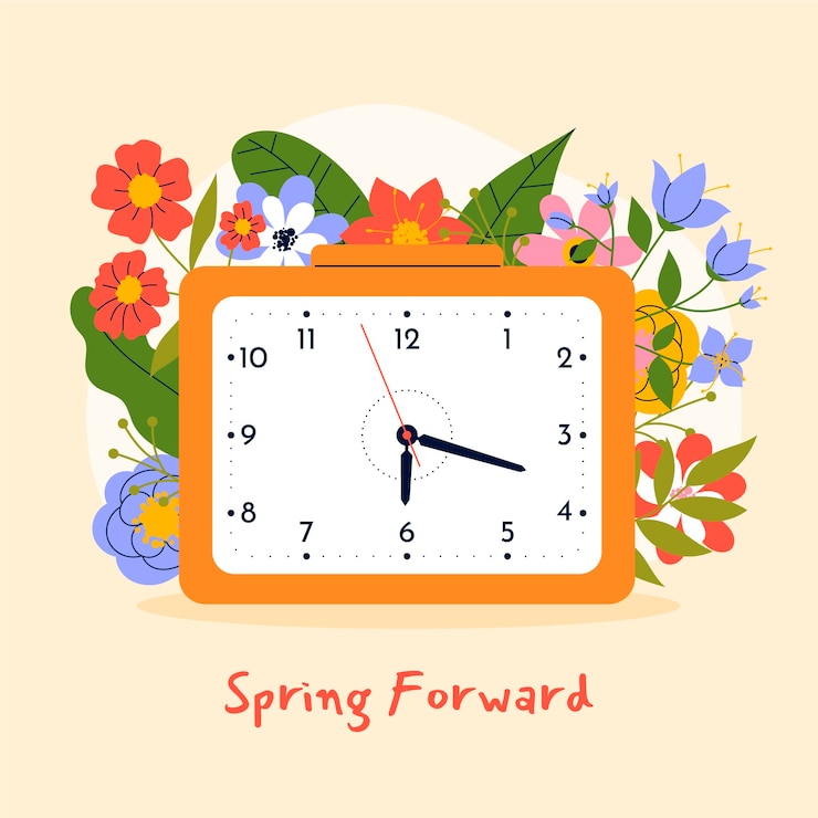 Free Vector flat spring forward floral illustration