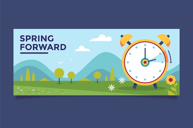 Free vector flat spring forward horizontal banner