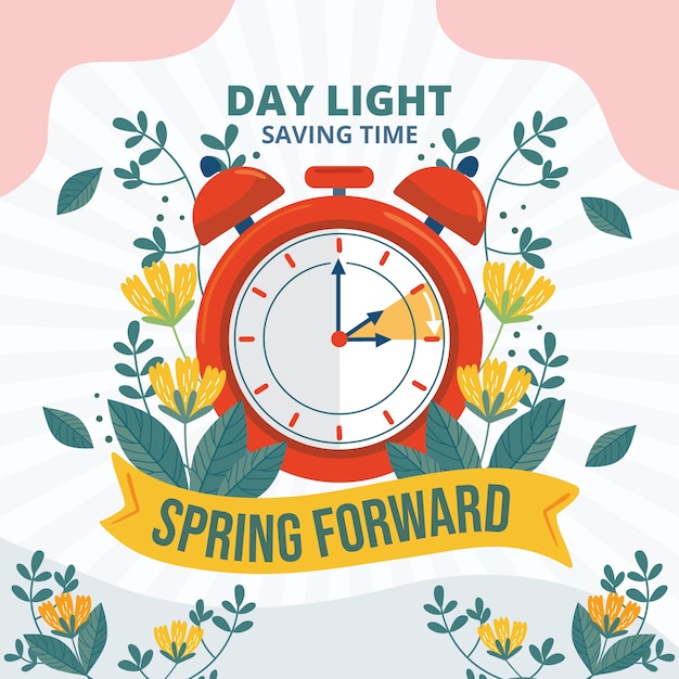 Flat spring forward illustration