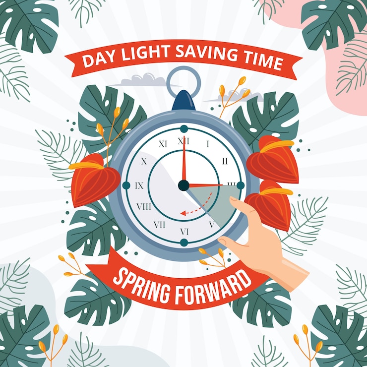 Free Vector flat spring forward illustration