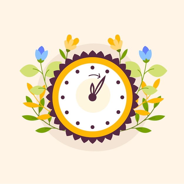 Flat spring forward illustration