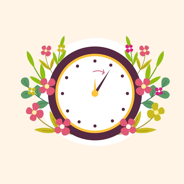 Flat spring forward illustration