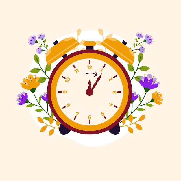 Flat spring forward illustration