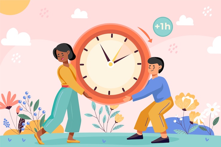 Free Vector flat spring forward illustration