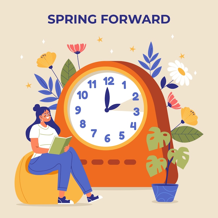 Free Vector flat spring forward illustration