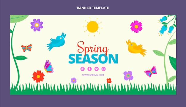 Free vector flat spring horizontal banner