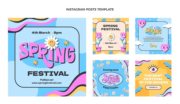 Flat spring instagram posts collection