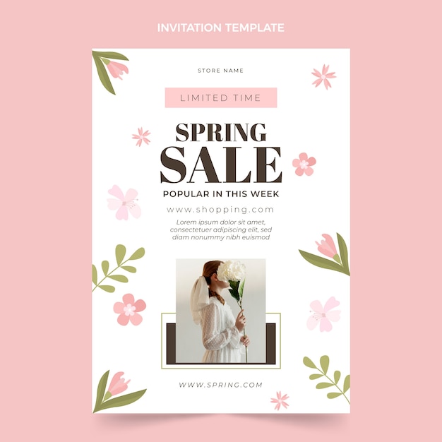 Free vector flat spring invitation template