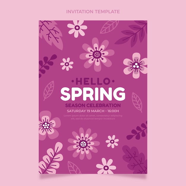 Free vector flat spring invitation template