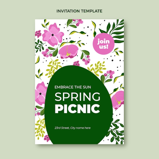 Flat spring invitation template