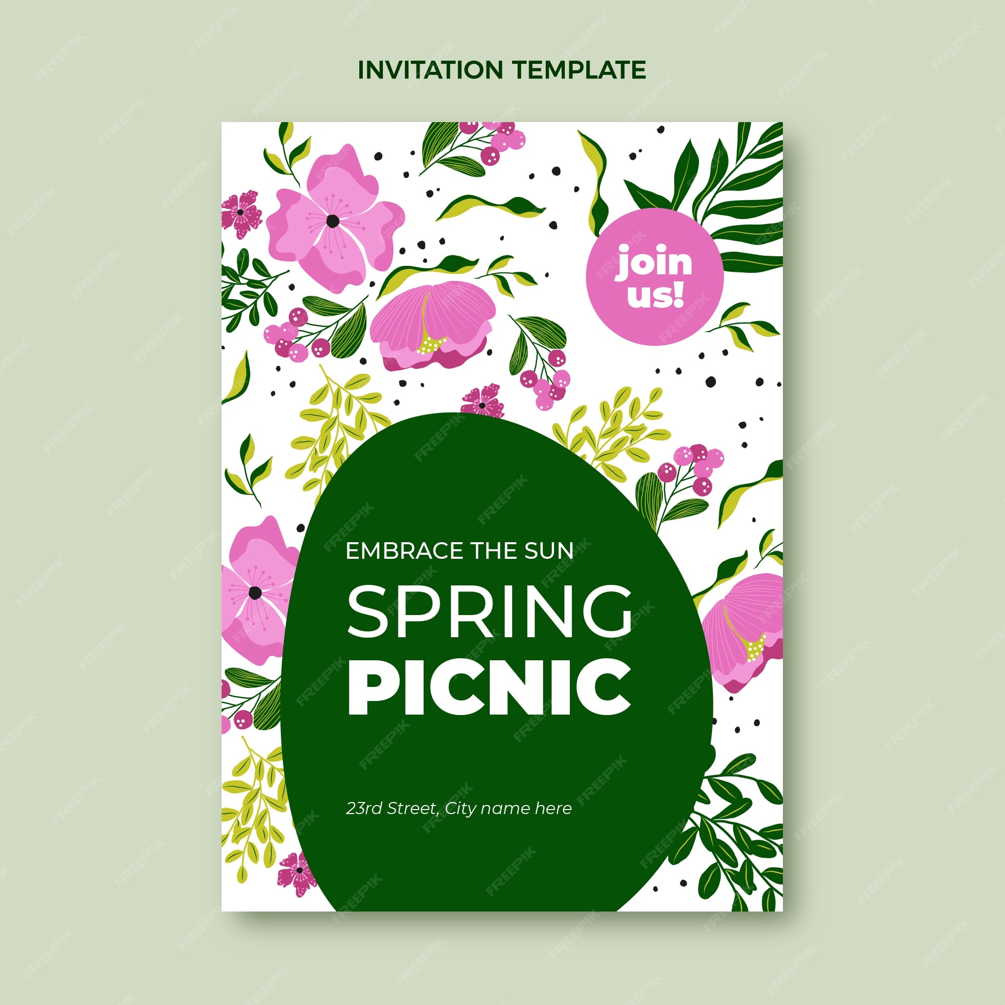 free-vector-flat-spring-invitation-template