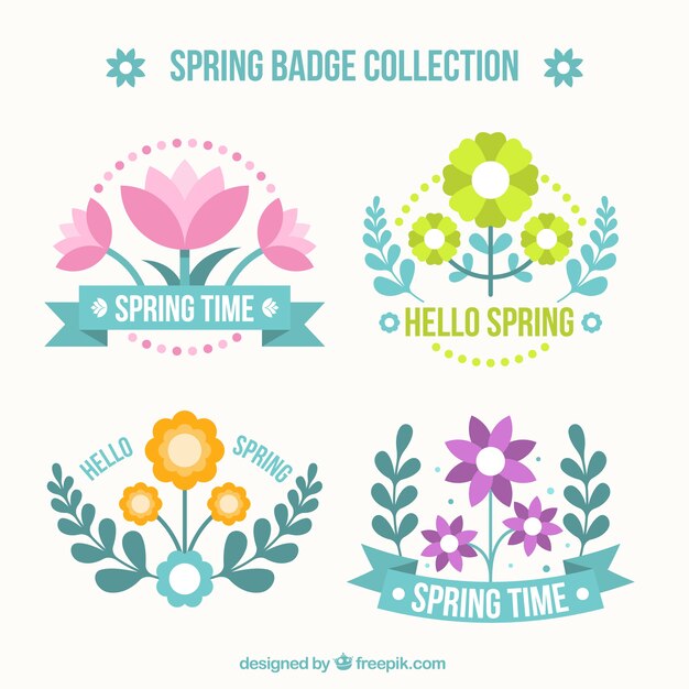 Free vector flat spring label/badge collection