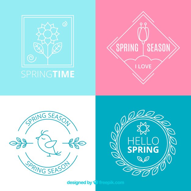 Free Vector flat spring label/badge collection